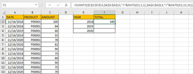 Sum Data if by Year 