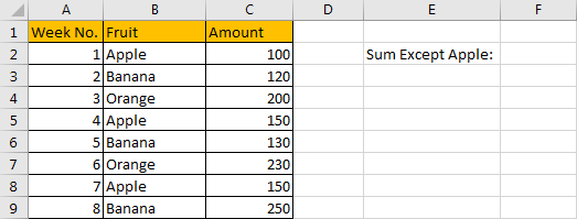 How to Sum Numbers by Formula if Cells Are Not Equal to Certain Value 1