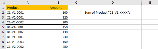 How to Sum by Formula if Cell Contains Special Character 1