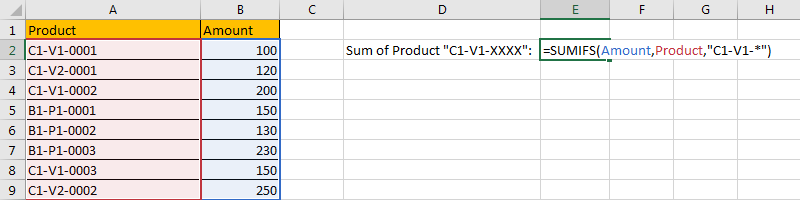 How to Sum by Formula if Cell Contains Special Character 4