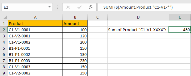 How to Sum by Formula if Cell Contains Special Character 6