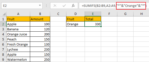 Sum if Cell Contains Text in Another Column 12