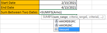 How to Sum by Formula if Cell Between Two Dates 5