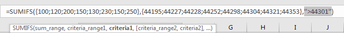 How to Sum if Date is Greater Than A Date in Excel 12