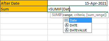 How to Sum if Date is Greater Than A Date in Excel 5