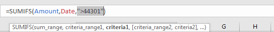 How to Sum if Date is Greater Than A Date in Excel 9