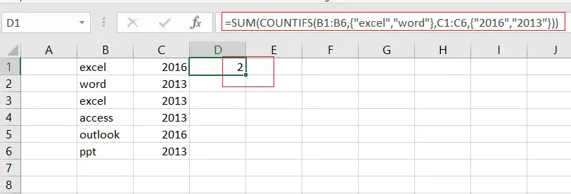 How to Use COUNTIFS function with Multiple Criteria and OR Logic in Excel