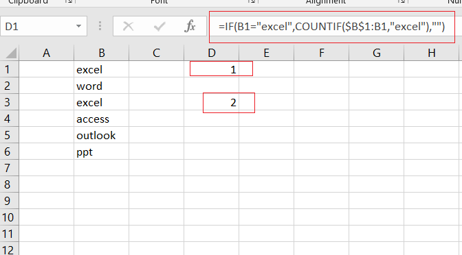 running count of occurrentce in list1