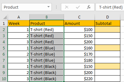 How to Subtotal Values for Groups and Only Keep One Subtotal for A Group in Column3