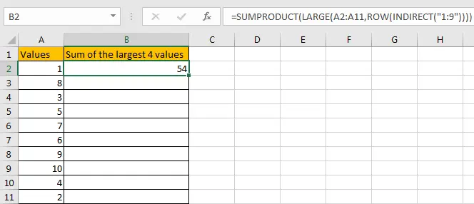 How to Sum the Largest N Values in Excel 11