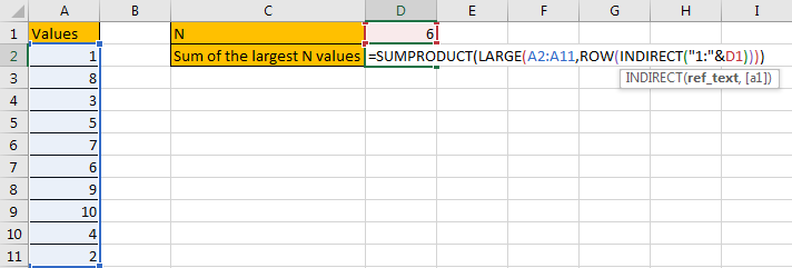 How to Sum the Largest N Values in Excel 13