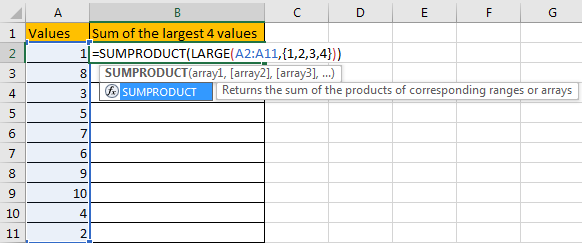 How to Sum the Largest N Values in Excel 5