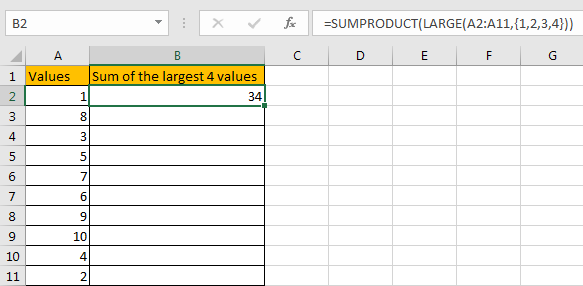 How to Sum the Largest N Values in Excel 6