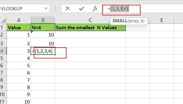 How to Sum the Smallest N Values in Excel 10