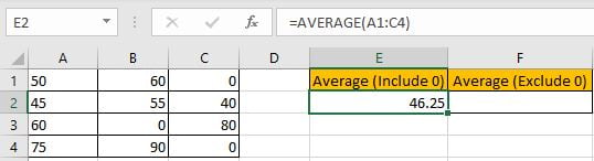 How to Average Ignore Zero Number 2