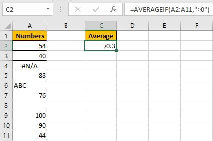 How to Calculate Average Ignore Non-Numeric Values and Errors 7