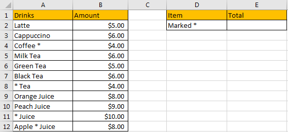 How to Sum if Contains an Asterisk 1