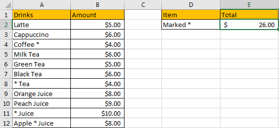 How to Sum if Contains an Asterisk 3