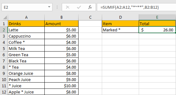 How to Sum if Contains an Asterisk 8