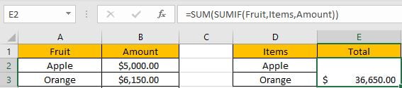 How to Sum if Equal to Many Items 12