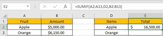 How to Sum if Equal to Many Items 2