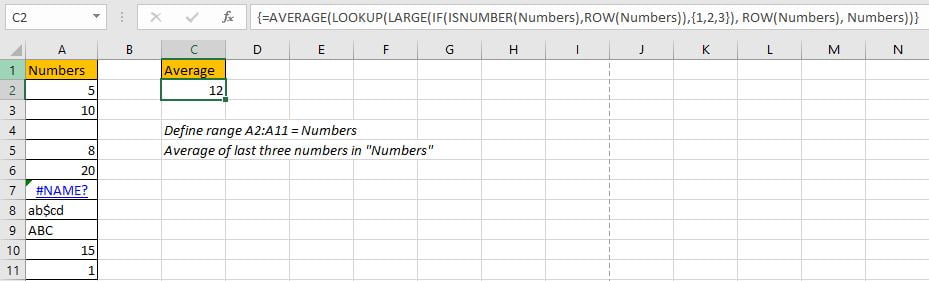 Average the Last N Numeric Values 7