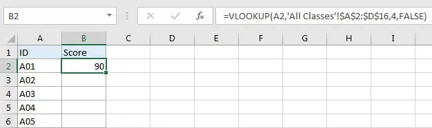 VLOOKUP - Retrieve Data from Another Worksheet 3