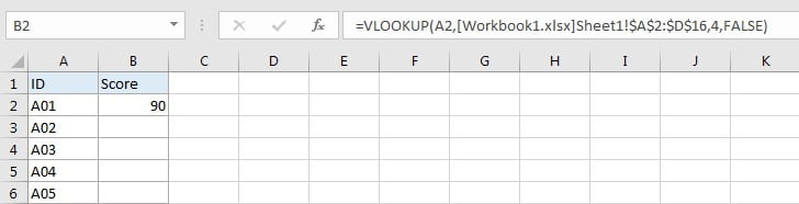 VLOOKUP - Retrieve Data from Another Workbook 1