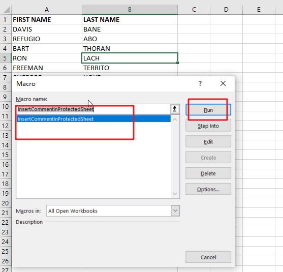 insert commetns in protected workshee3