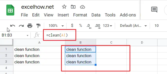 google sheets clean function