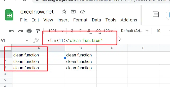 google sheets clean function