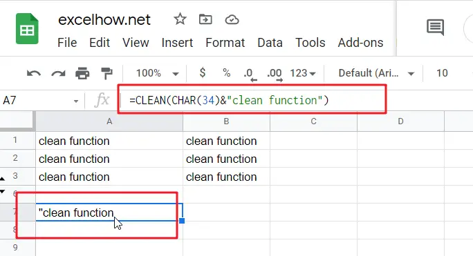 google sheets clean function