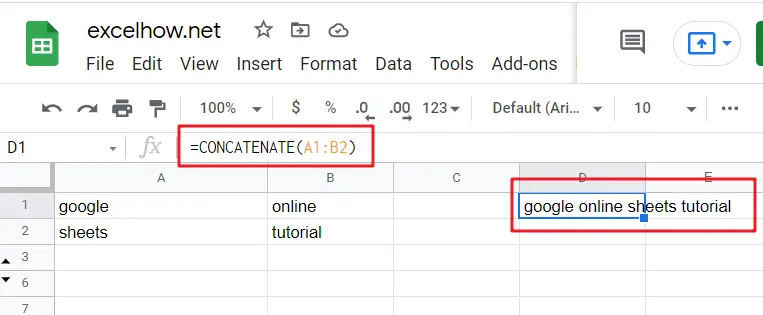 google sheets concatenate function