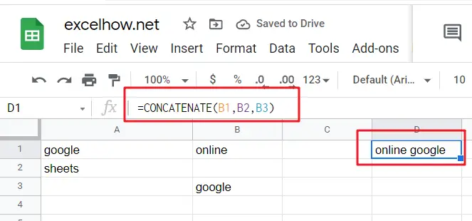 google sheets concatenate function
