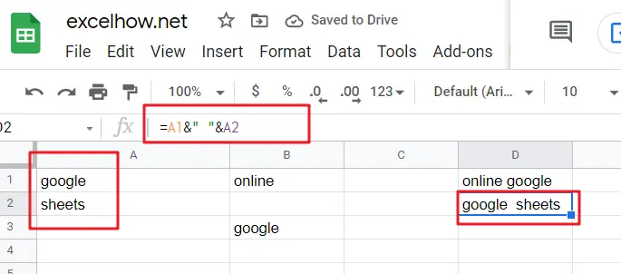 google sheets concatenate function