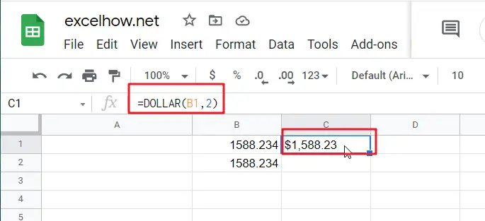 google sheets dollar function