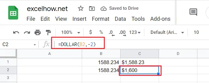 google sheets dollar function