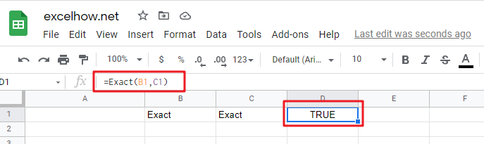 google sheets exact function