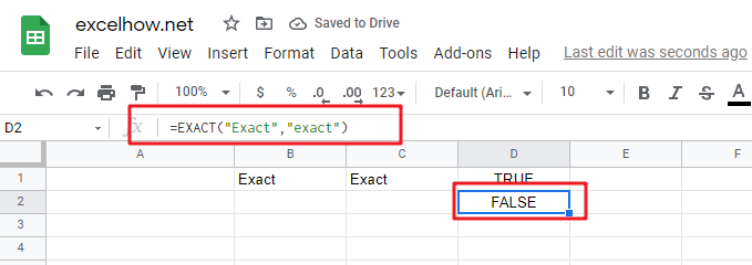 google sheets exact function