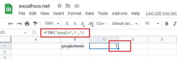 google sheets find function