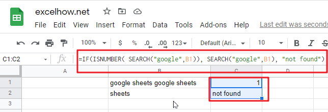 google sheets find function