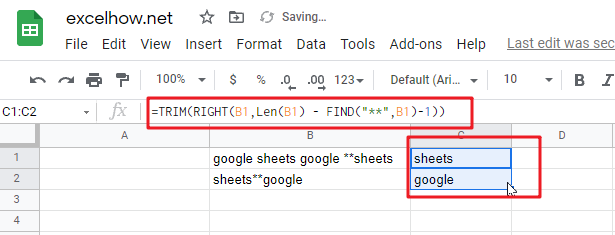 google sheets find function