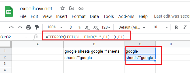 google sheets find function