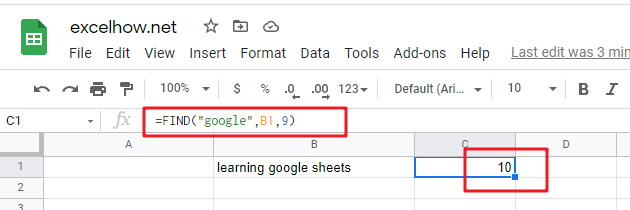 google sheets find function