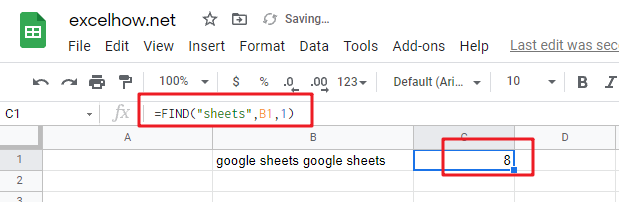 google sheets find function