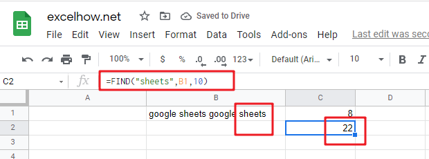 google sheets find function