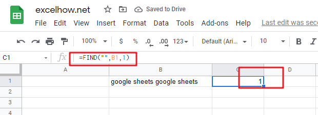 google sheets find function