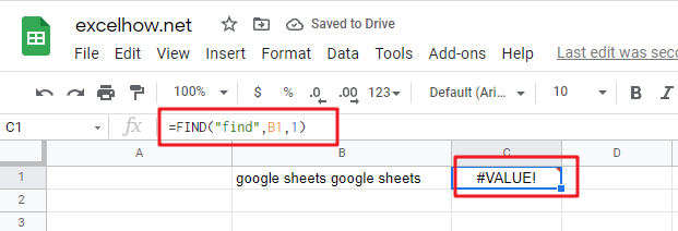 google sheets find function