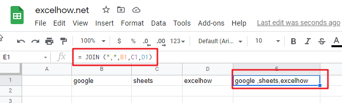 Google sheets join function