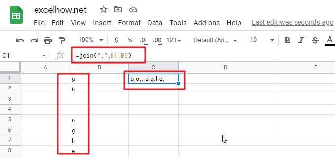 Google sheets join function